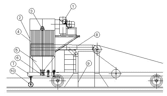 Efficient and energy-saving linkage dust collection device of moving dumper