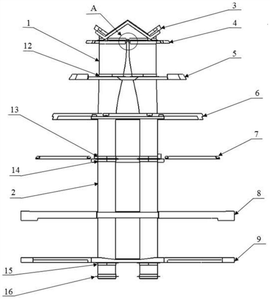 Long and thin double-engine air inlet channel structure and assembling method