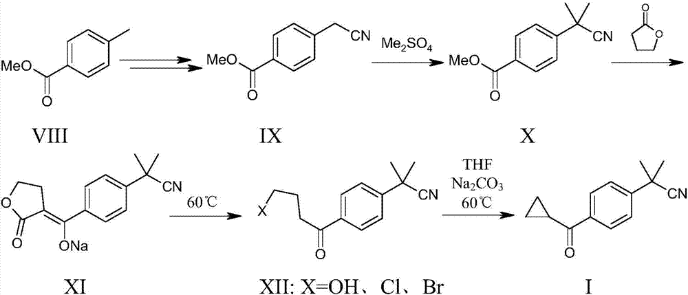 Process for production of 2-[4-(cyclopropanecarbonyl)phenyl]-2-methyl-propanenitrile