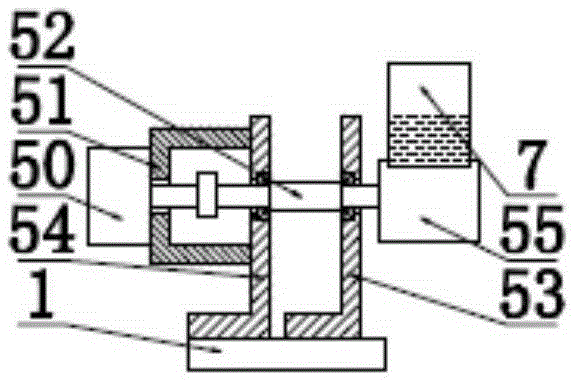 A sodium hydroxide standardization device directly connected to a translationally-moved pedestal in a sulfur determinator