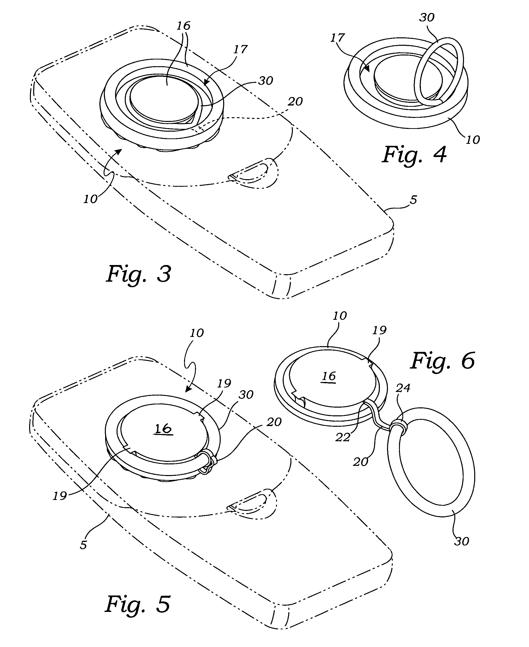 Stick-on security ring for a hand held device