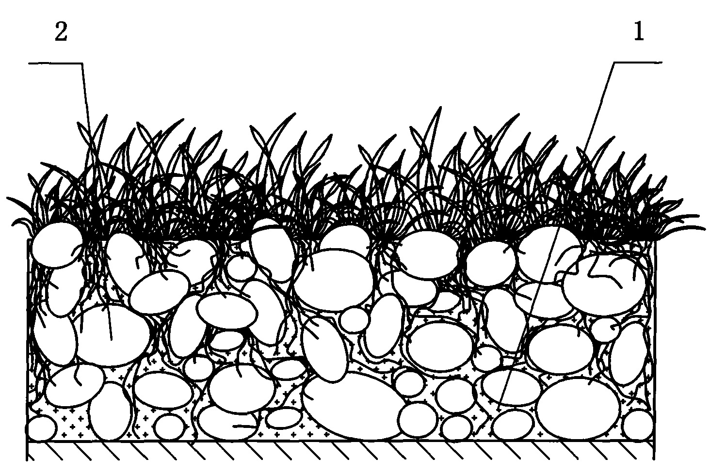 Lawn green belt and construction method thereof