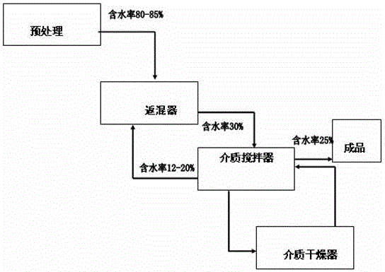 Dyeing sludge deep dehydrating-drying treatment device and process