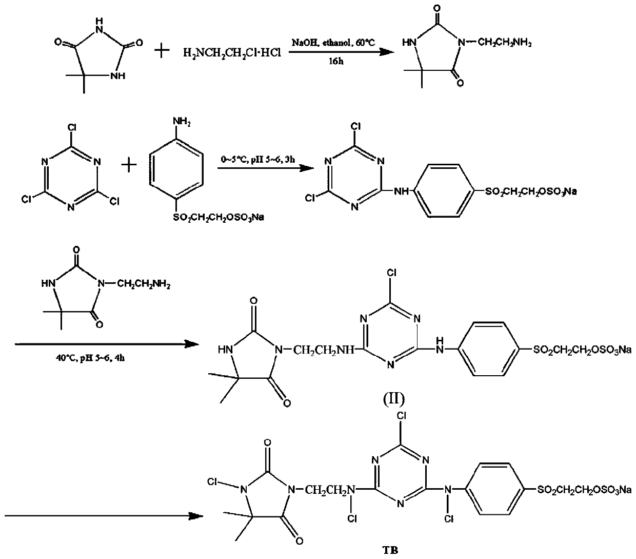 A kind of haloamine antimicrobial agent containing double active groups and its preparation method and application
