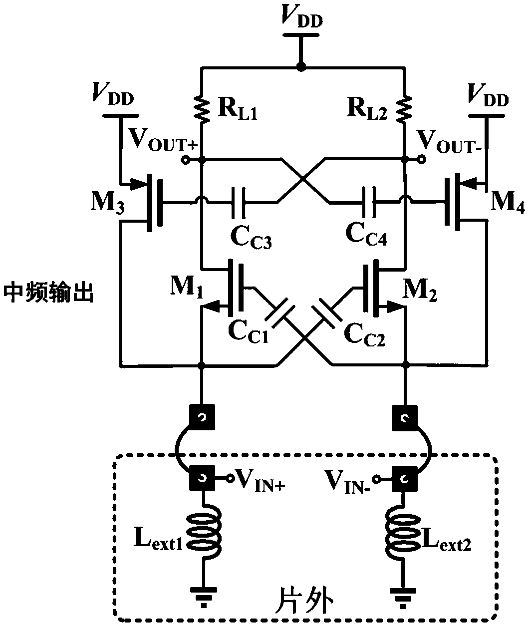 A receiver front-end circuit with current mode structure with enhanced out-of-band linearity