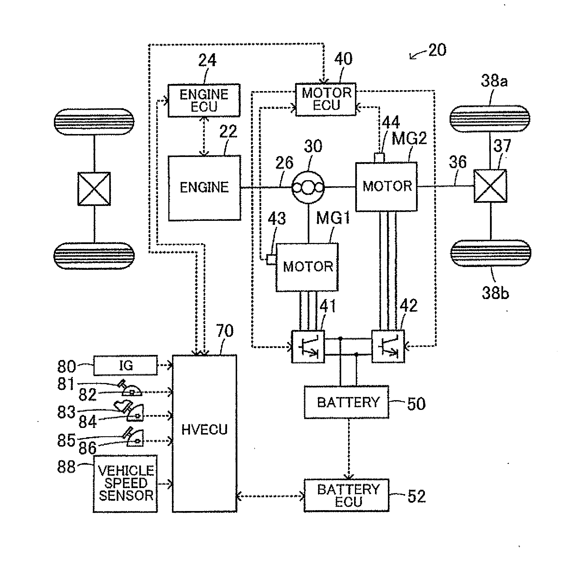 Abnormality determination device of vehicle and abnormality determination method