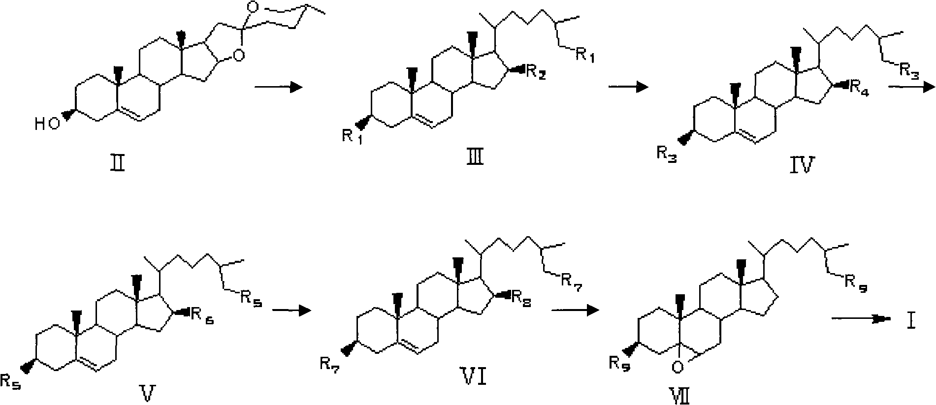 Method for synthesizing marine polyhydroxyl sterol (25R)-5alpha -cholest-3 beta, 5alpha, 6beta, 26-tetrol