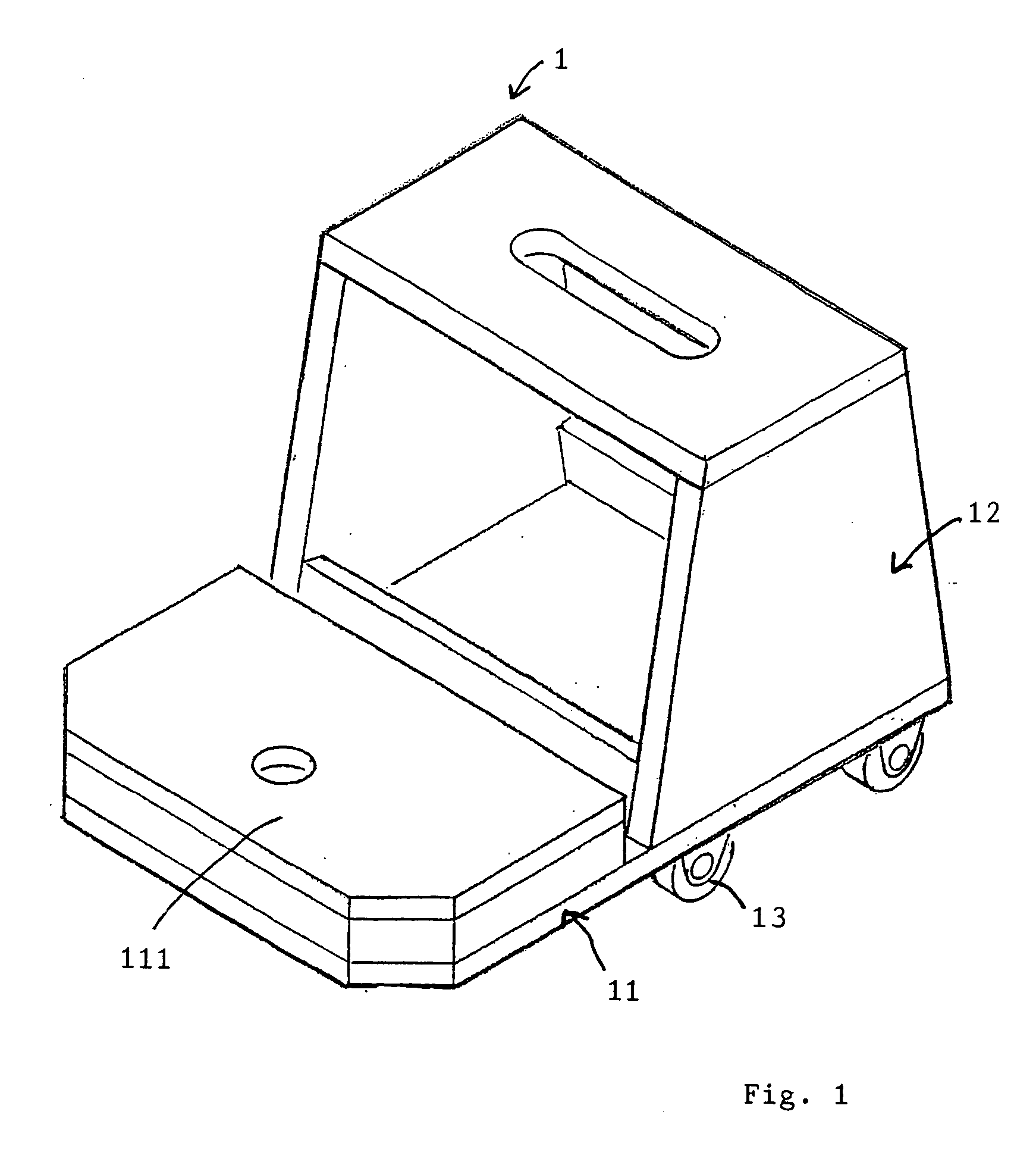 Roller seat, and carrier for a very-large-capacity tool and material holder also mountable atop a step ladder