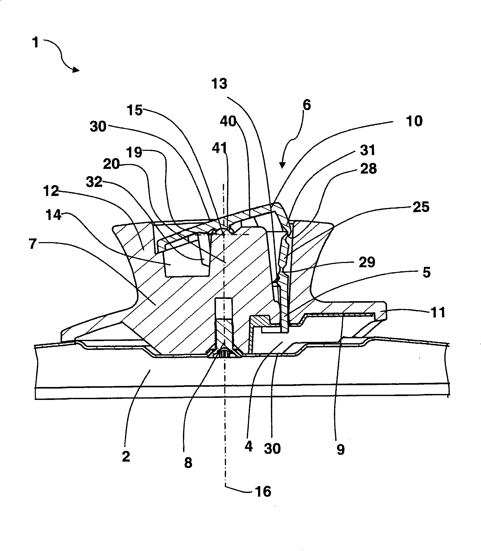 Steam discharge device for a lid of a cooking utensil
