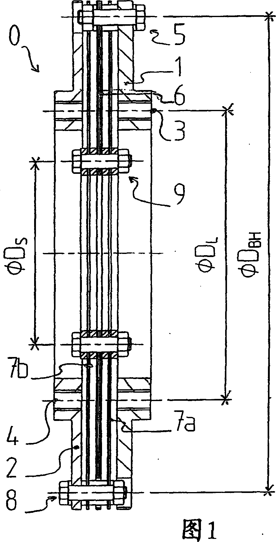 Compactly designed membrane-type coupling