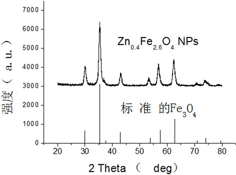 Hydrothermal synthesis preparation method of zinc doped superparamagnetic ferroferric oxide nano particle