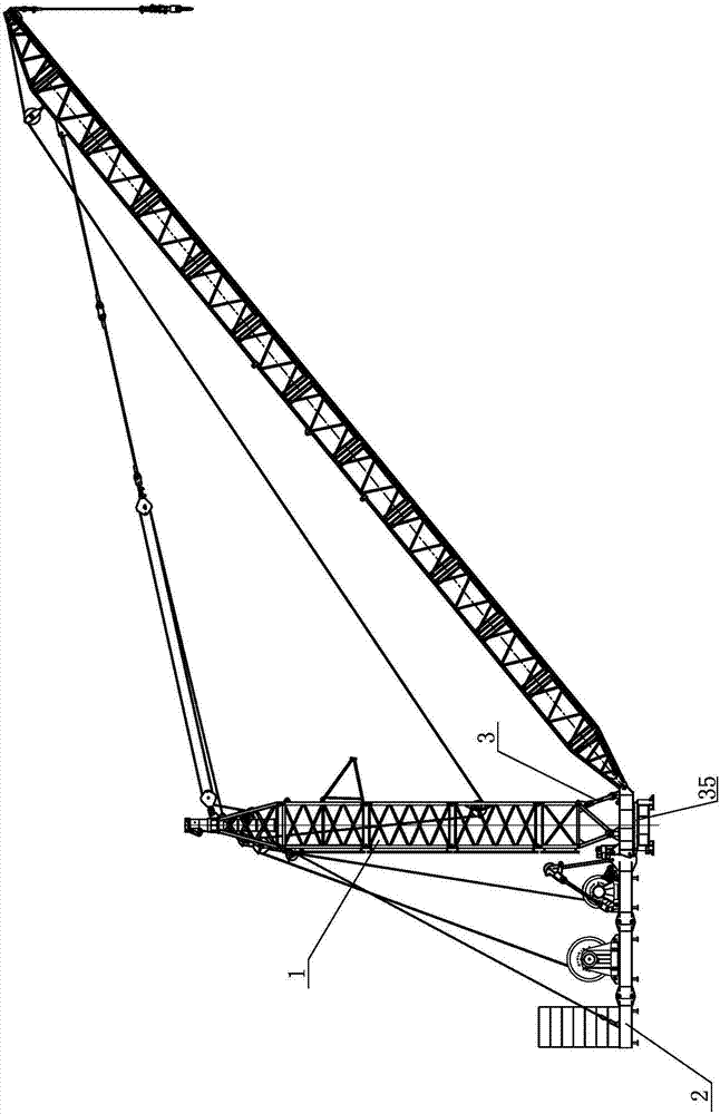 A compound boom type roof crane