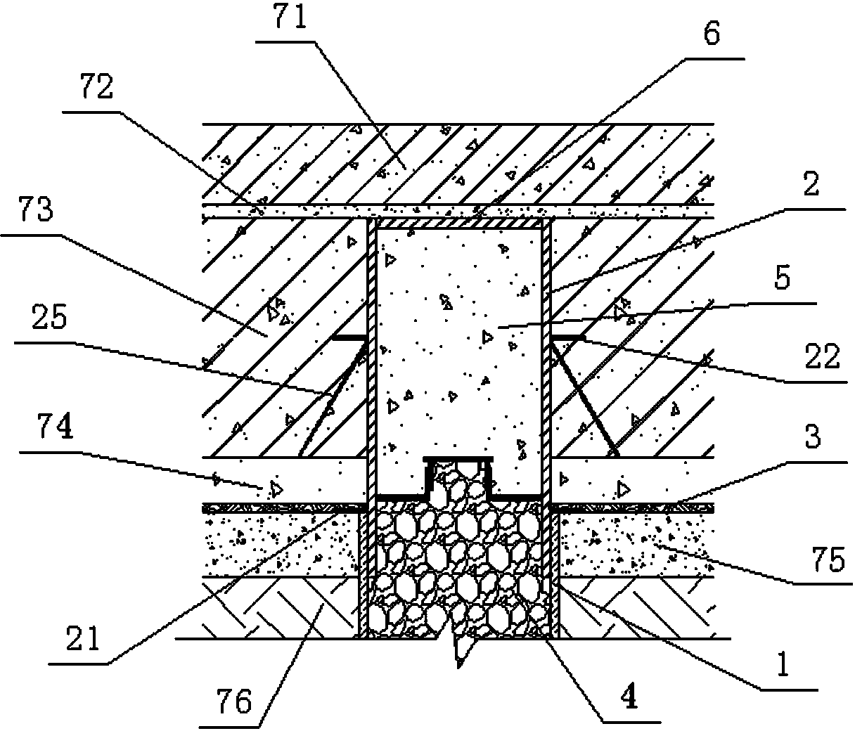 Plugging structure for large-drawdown pipe well and construction method thereof