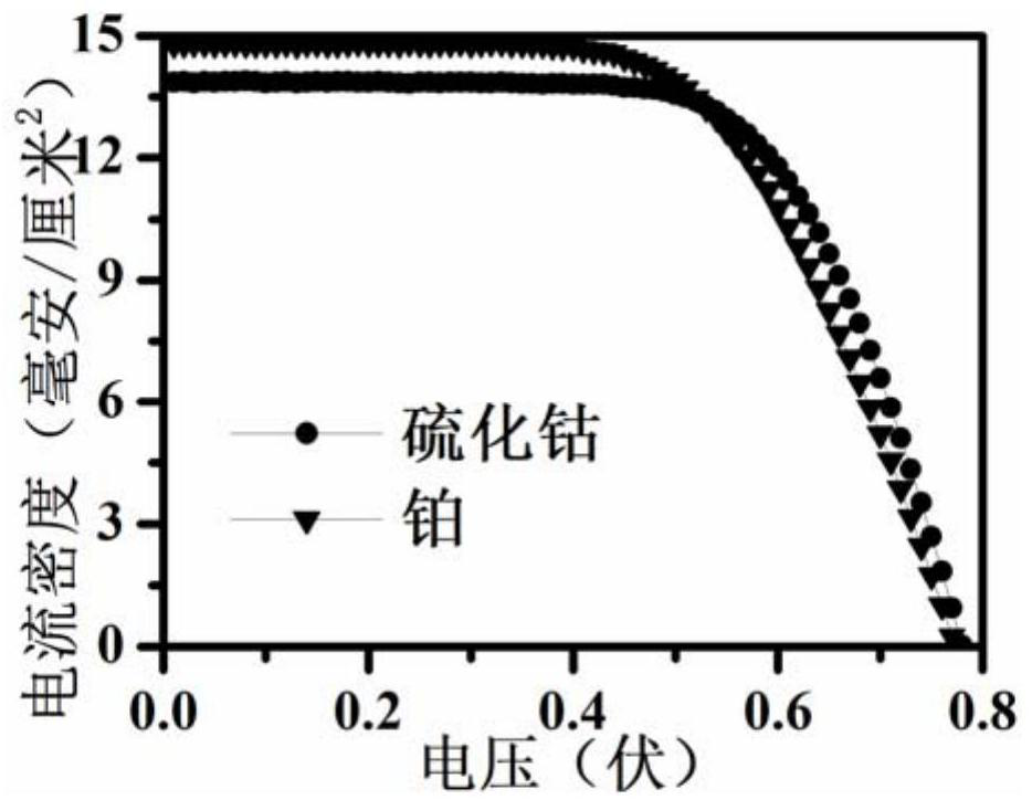 Mirror-surface-shaped cobalt sulfide counter electrode and application thereof