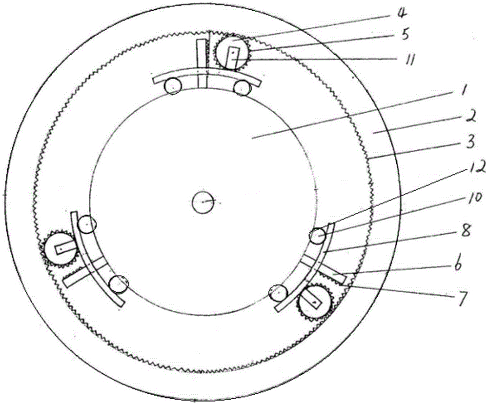 A nested concentric wheel automatic clutch one-way transmission device