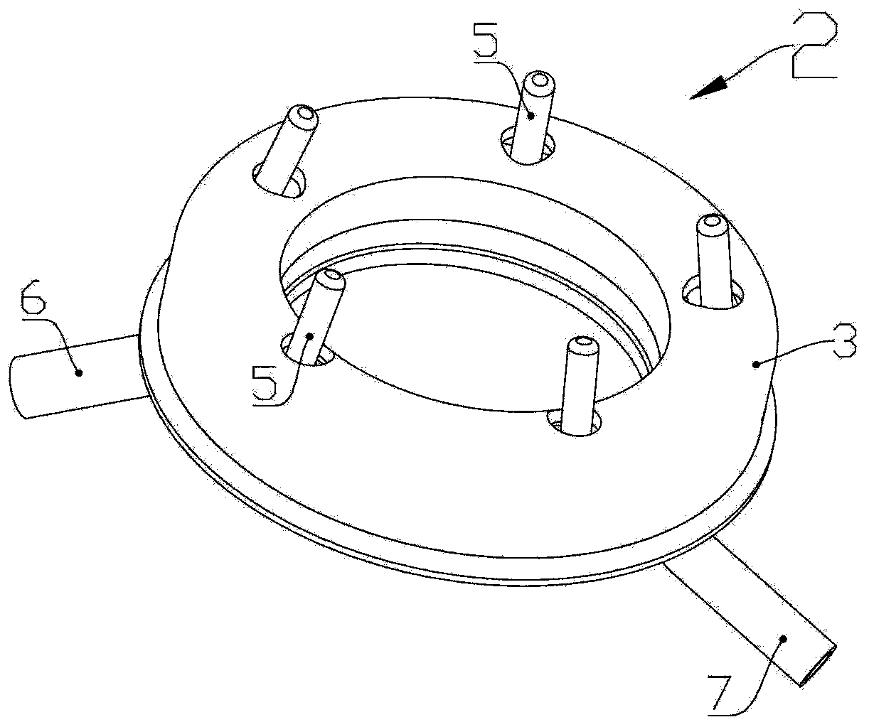 Spot-jet cooling ring and wheel hub mould with spot-jet cooling ring
