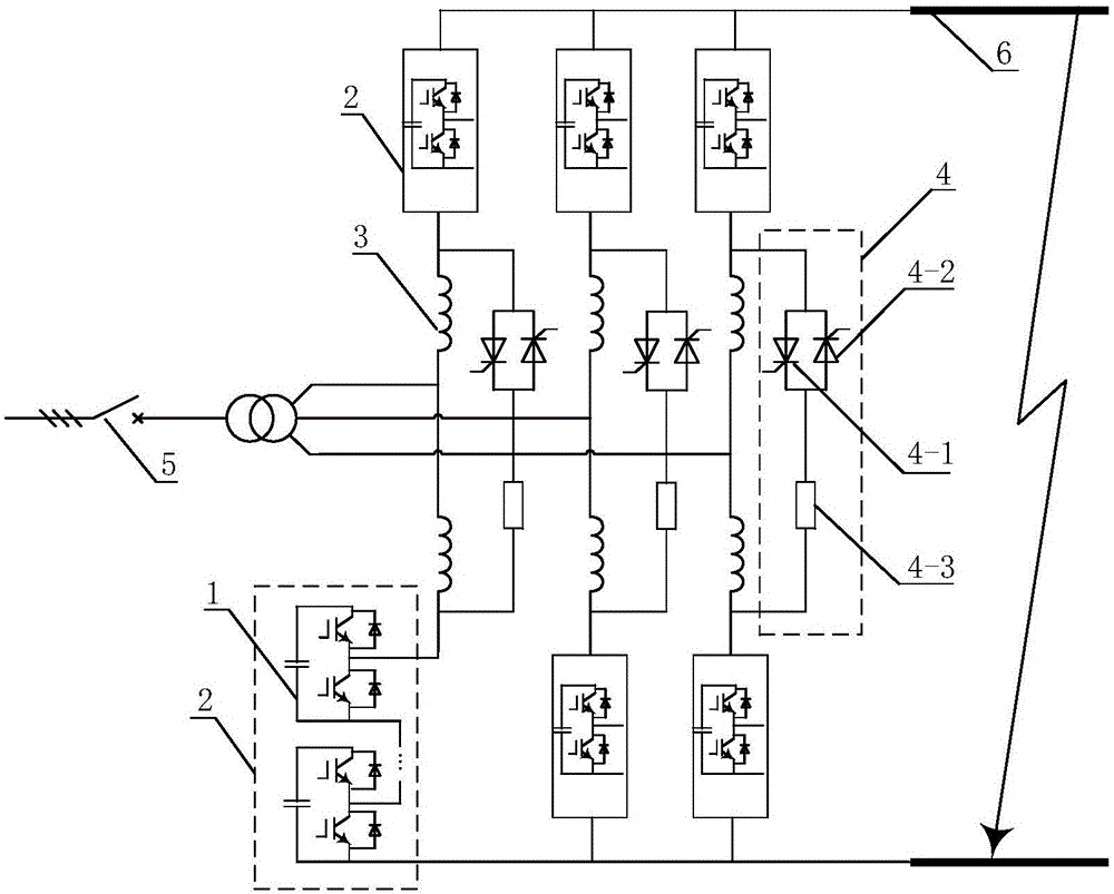 Bridge arm bypass protection circuit of modularization multi-level converter aiming at direct current short circuit fault