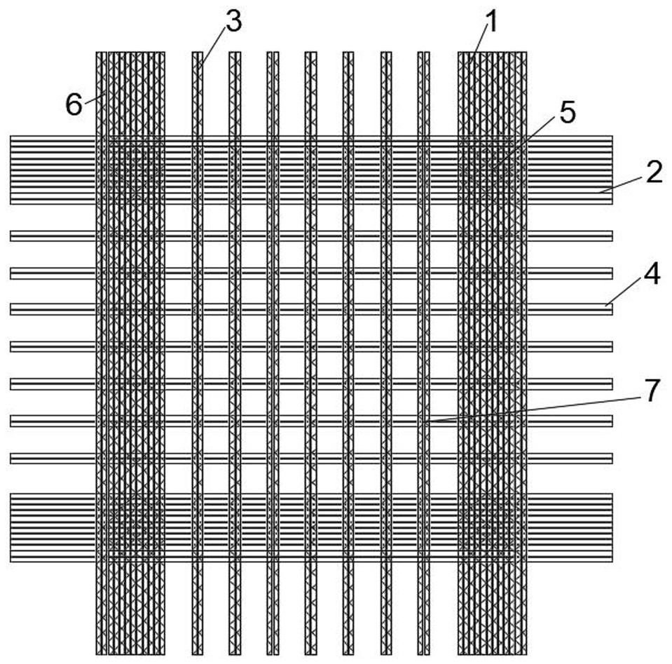 Rib belt nested geogrid for pile net structure