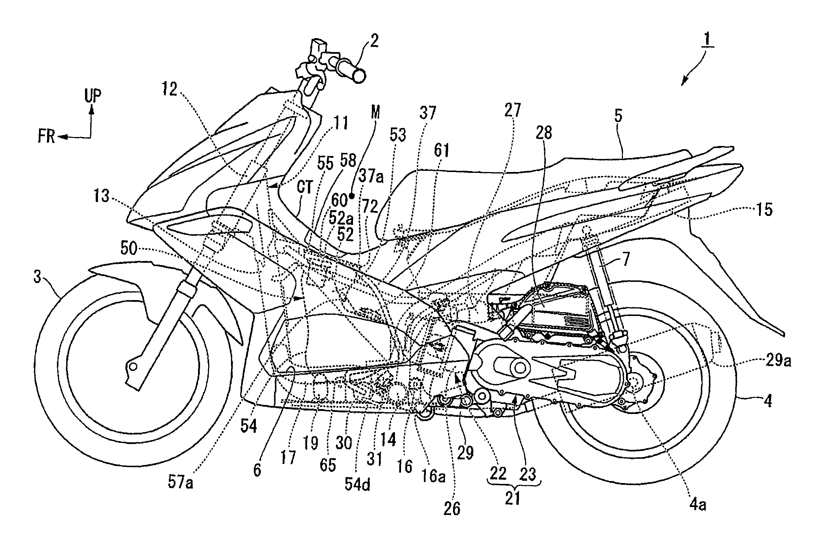 Arrangement structure for canister of saddle type vehicle