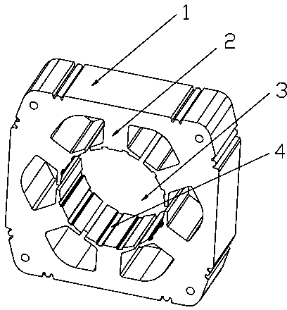Stator used in brushless direct current motor and used for reducing fundamental wave cogging torque