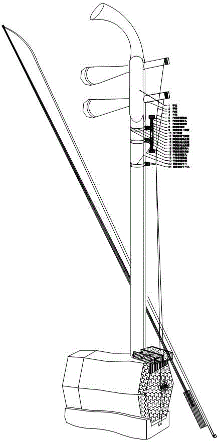 Full-spring-framework fine adjustment looping cord of erhu