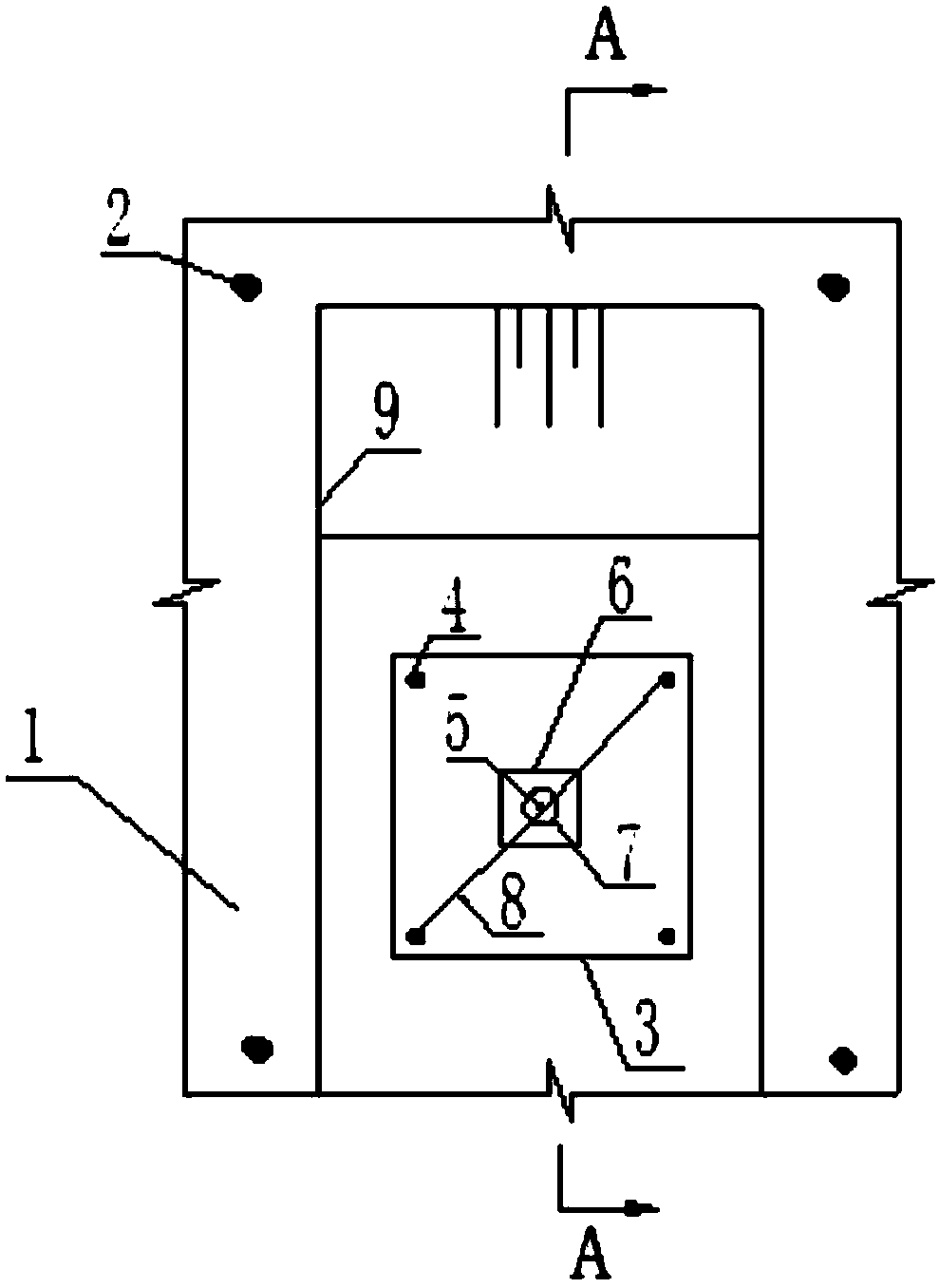 Longitudinal horizontal displacement meter anchoring end mounting structure and construction method