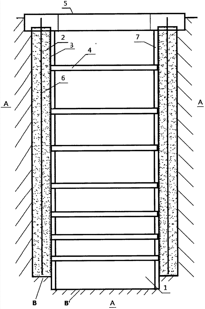 Deep foundation pit underground warehouse and construction method thereof