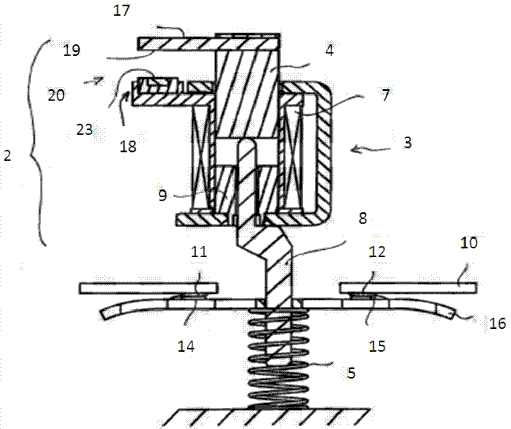 High-speed circuit breaking array for breaking a current path in a switching device