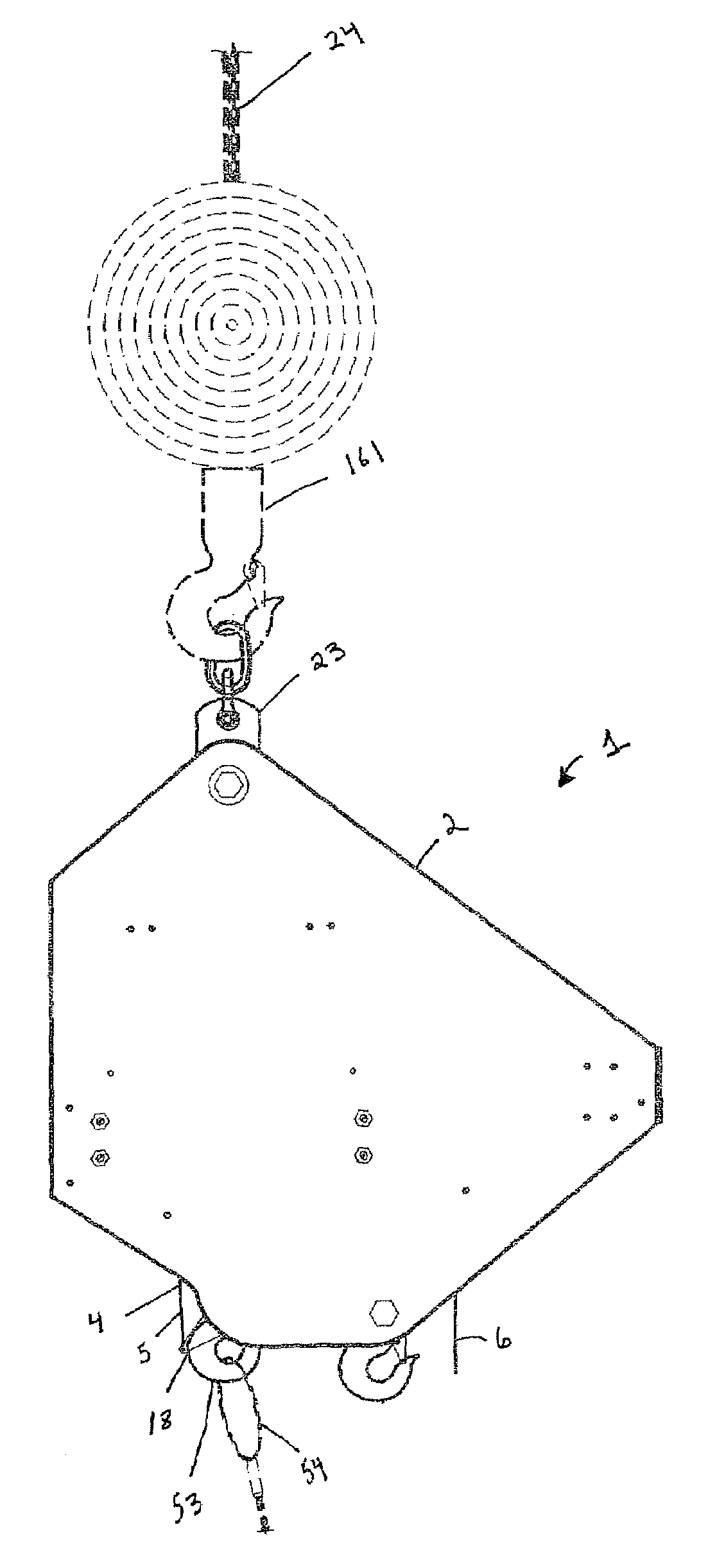 Apparatus with a locking mechanism for the latching and unlatching of a load