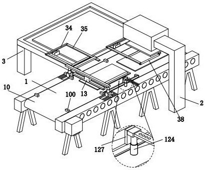 Automatic conveying device for plastic woven bag production line