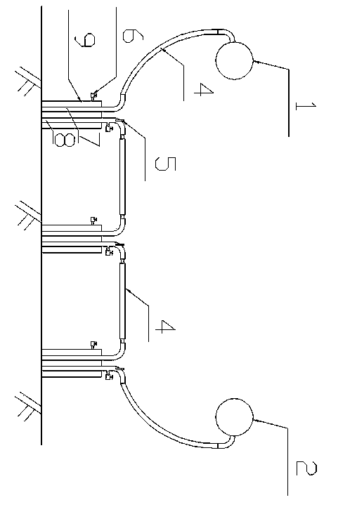 Series connection process device for freezing pipes of pitshaft of overlength inclined shaft