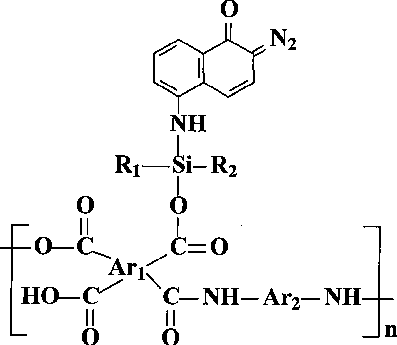 Positive photosensitive polyimide containing silazane chain structure and preparation method thereof