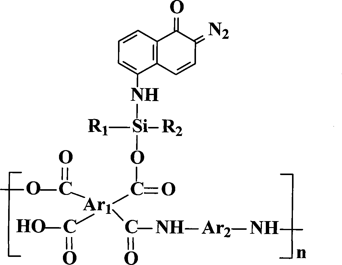 Positive photosensitive polyimide containing silazane chain structure and preparation method thereof