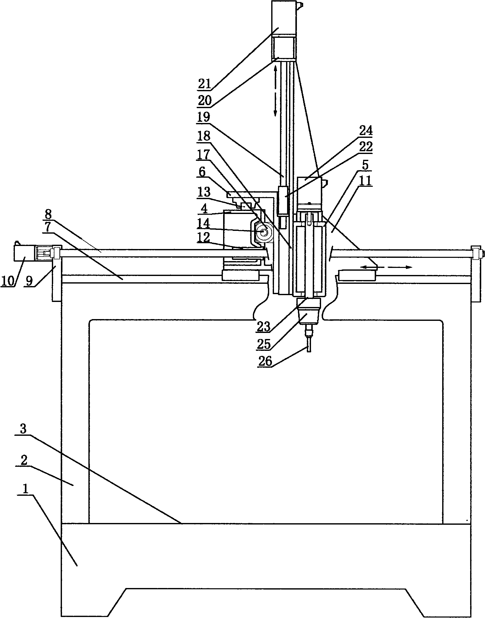 Three-dimensional multi-shaft interlocked numerical controlled engraving and milling device