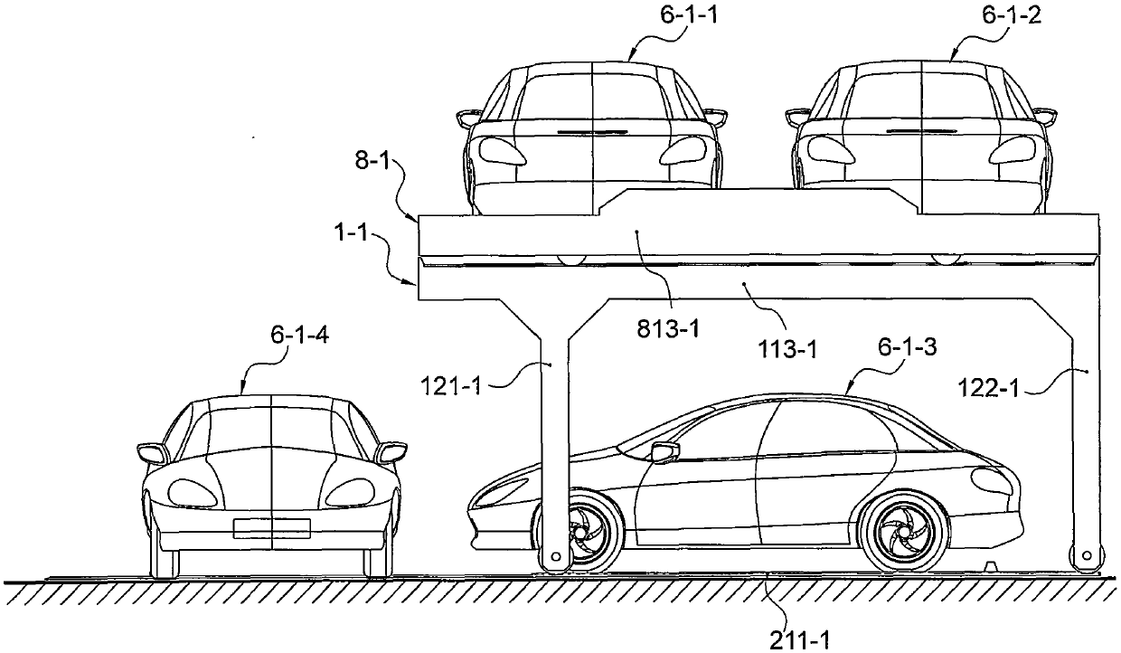 Multi-parking-space double-layer parking equipment with one layer of lifting car carrying boards