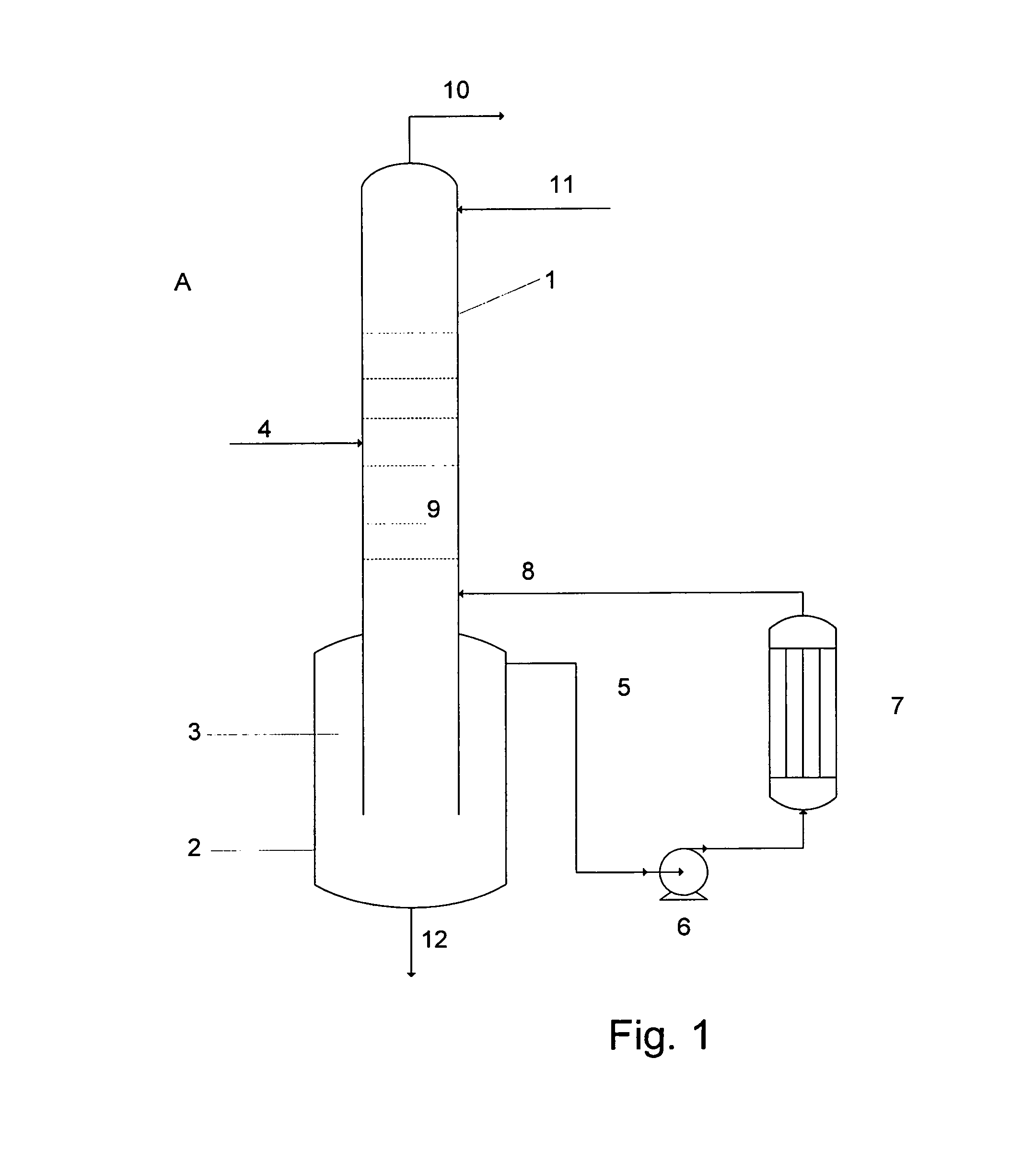 Distillation column and method for distilling acrylic acid