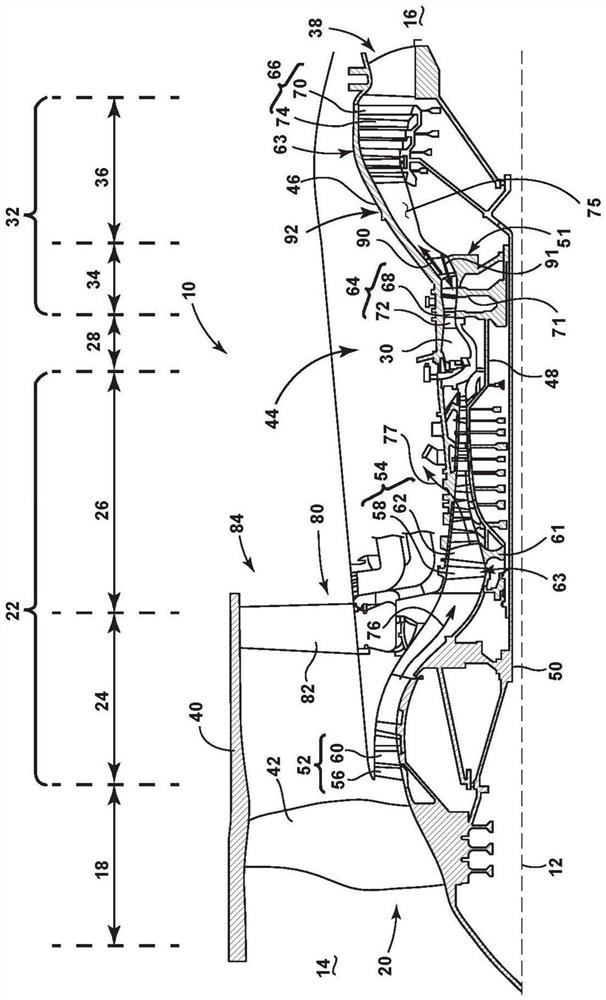 Turbine engine with shock wave attenuation