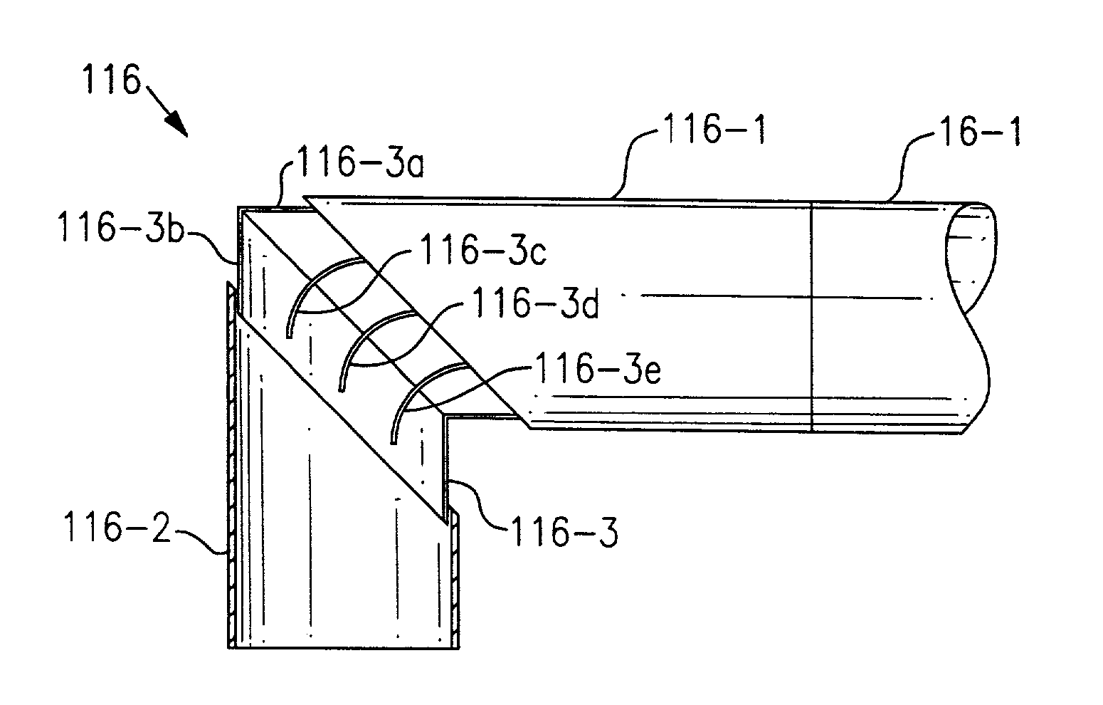 Chiller compressor circuit containing turning vanes