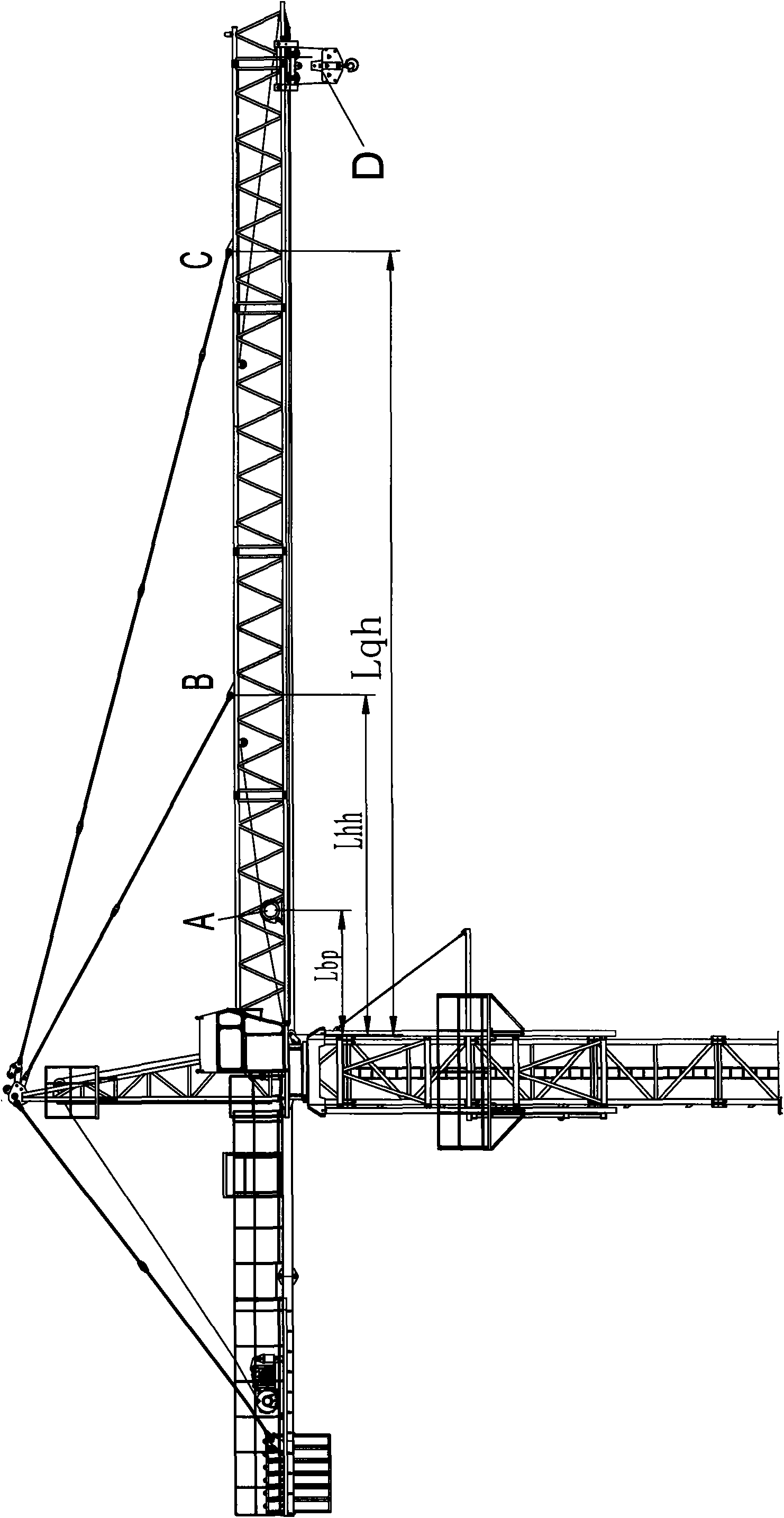 Measuring method of towercrane crane jib structural distortion and stress