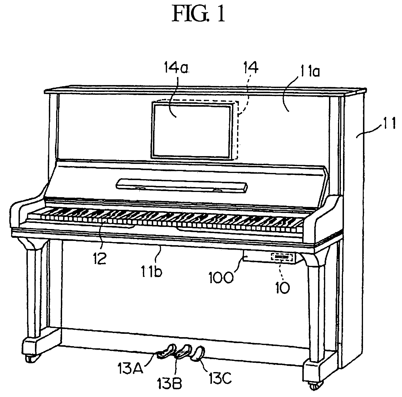 Keyboard musical instrument displaying depression values of pedals and keys