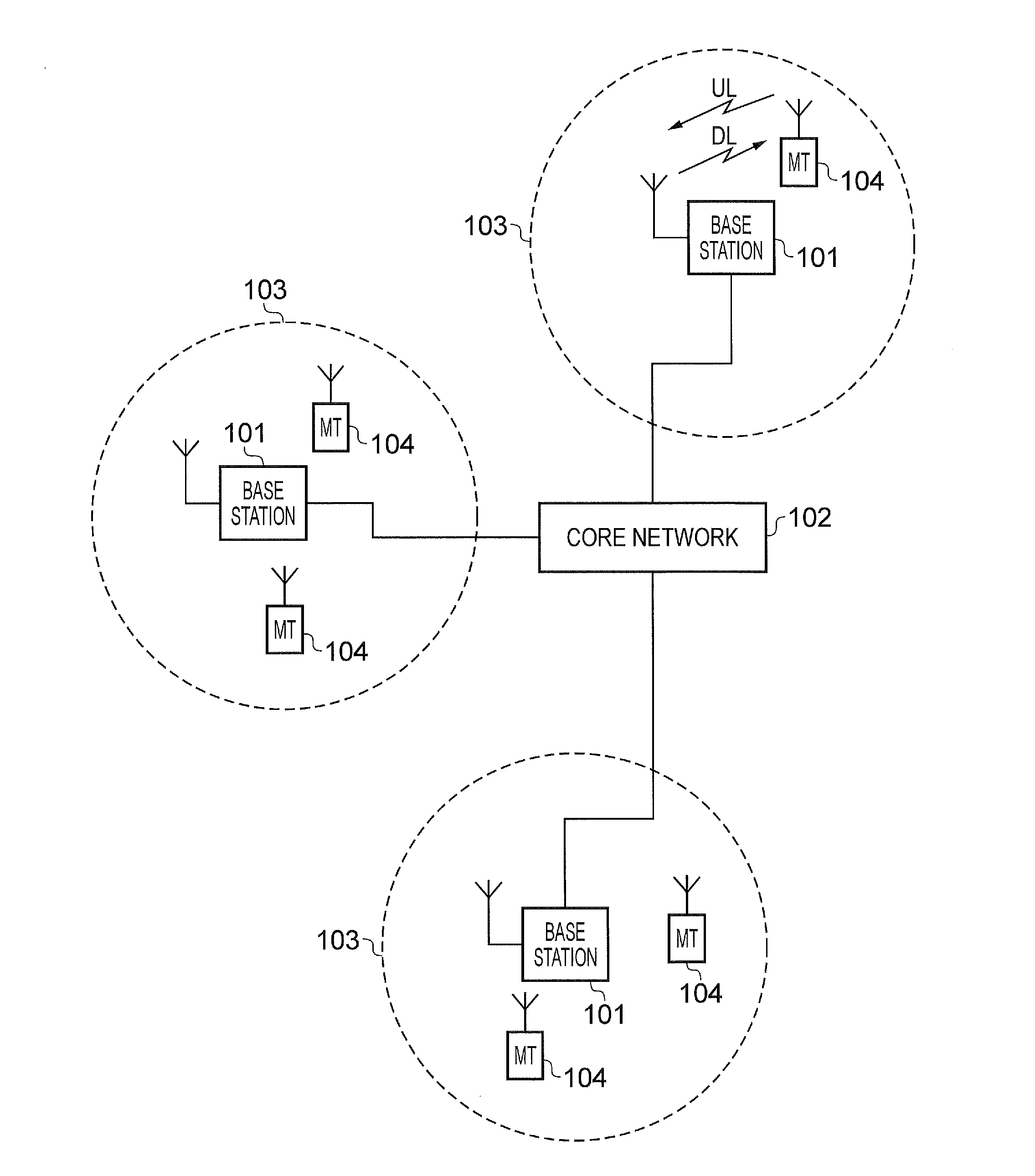 Mobile communication base station and method for allocating resources outside of a virtual carrier based on ue capabilities
