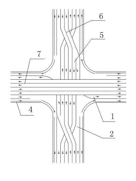 Structure of torsional-type flyover based on urban road and use thereof