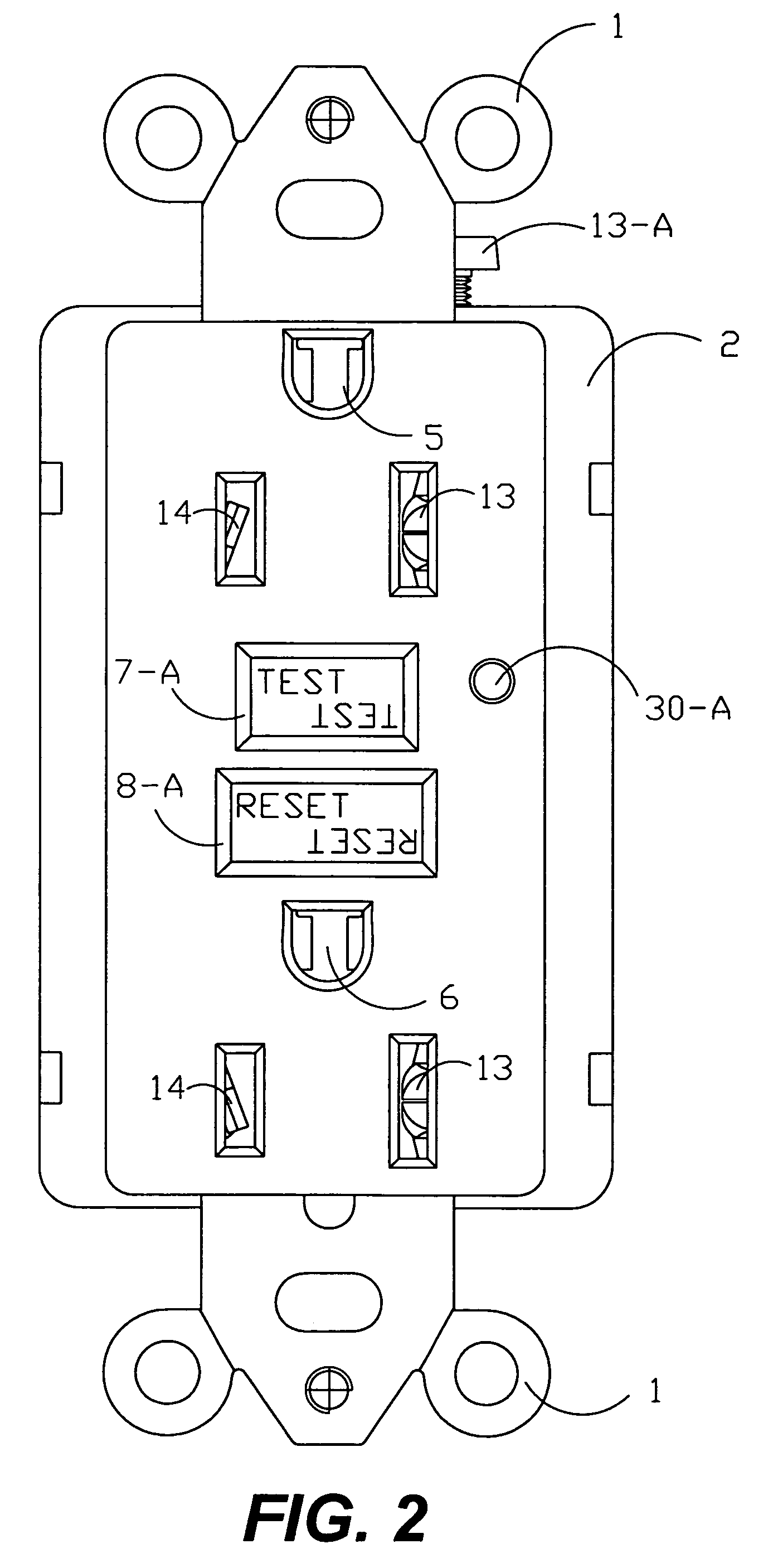 Receptacle circuit interrupting devices providing an end of life test controlled by test button