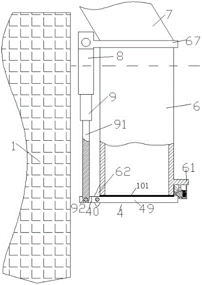 An anti-overtravel and anti-collision pumping station water pipe device