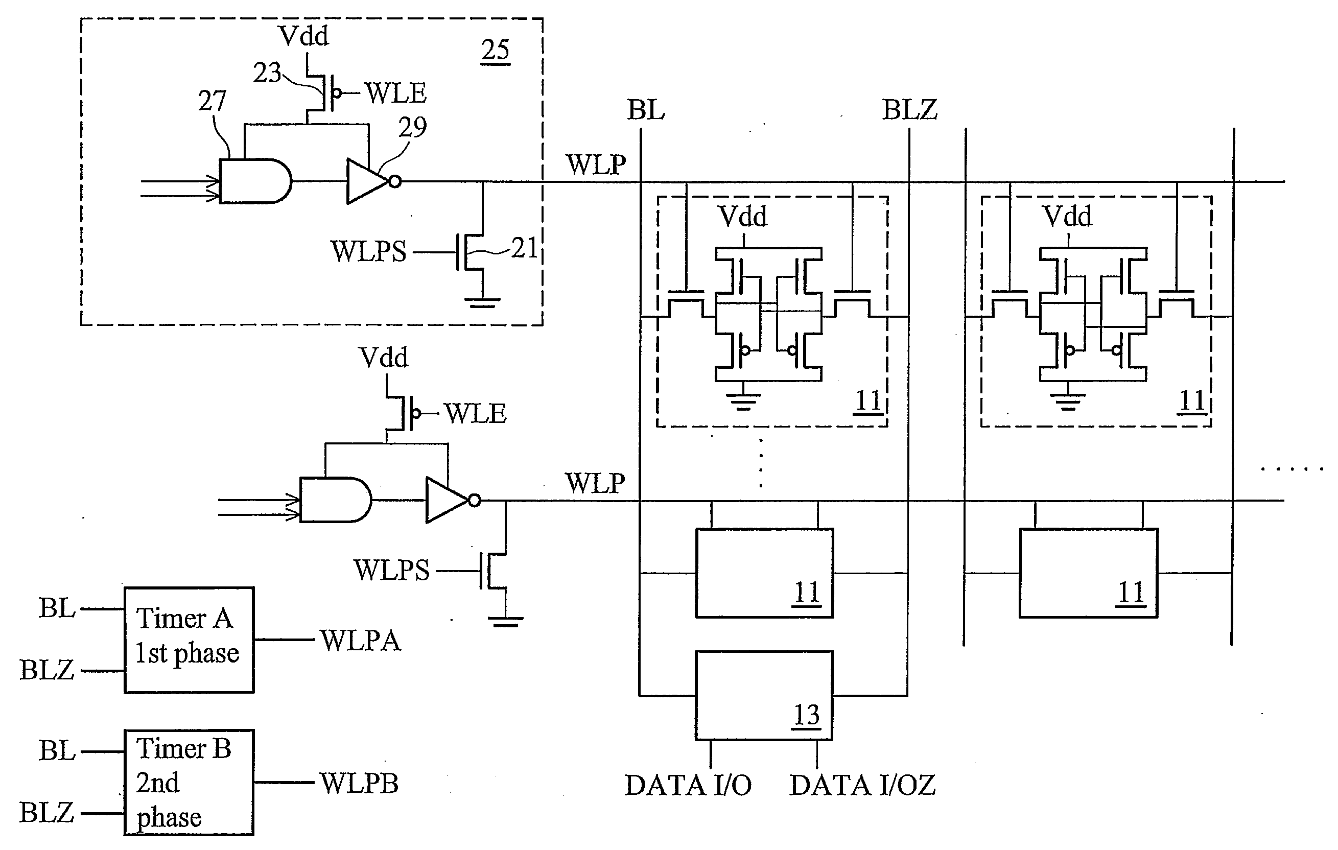 Circuit and method for an SRAM with two phase word line pulse