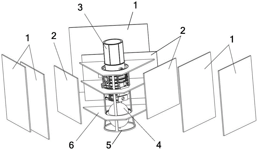 Triangular satellite configuration and system and assembly method