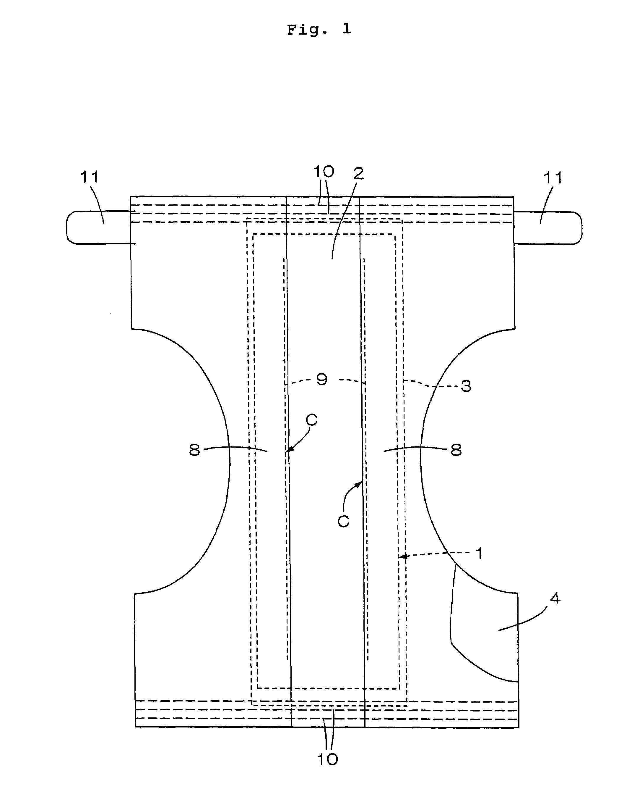 Absorbent article for body fluids and production method thereof