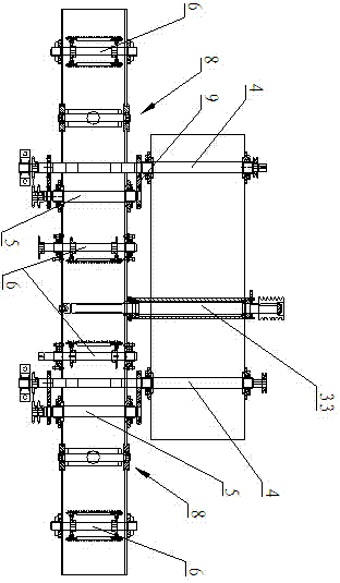 Swing arm elevated working platform square wood multi-chip saw and use method thereof