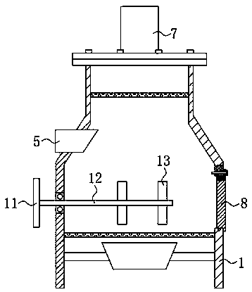 Powder treatment device for agricultural grain processing