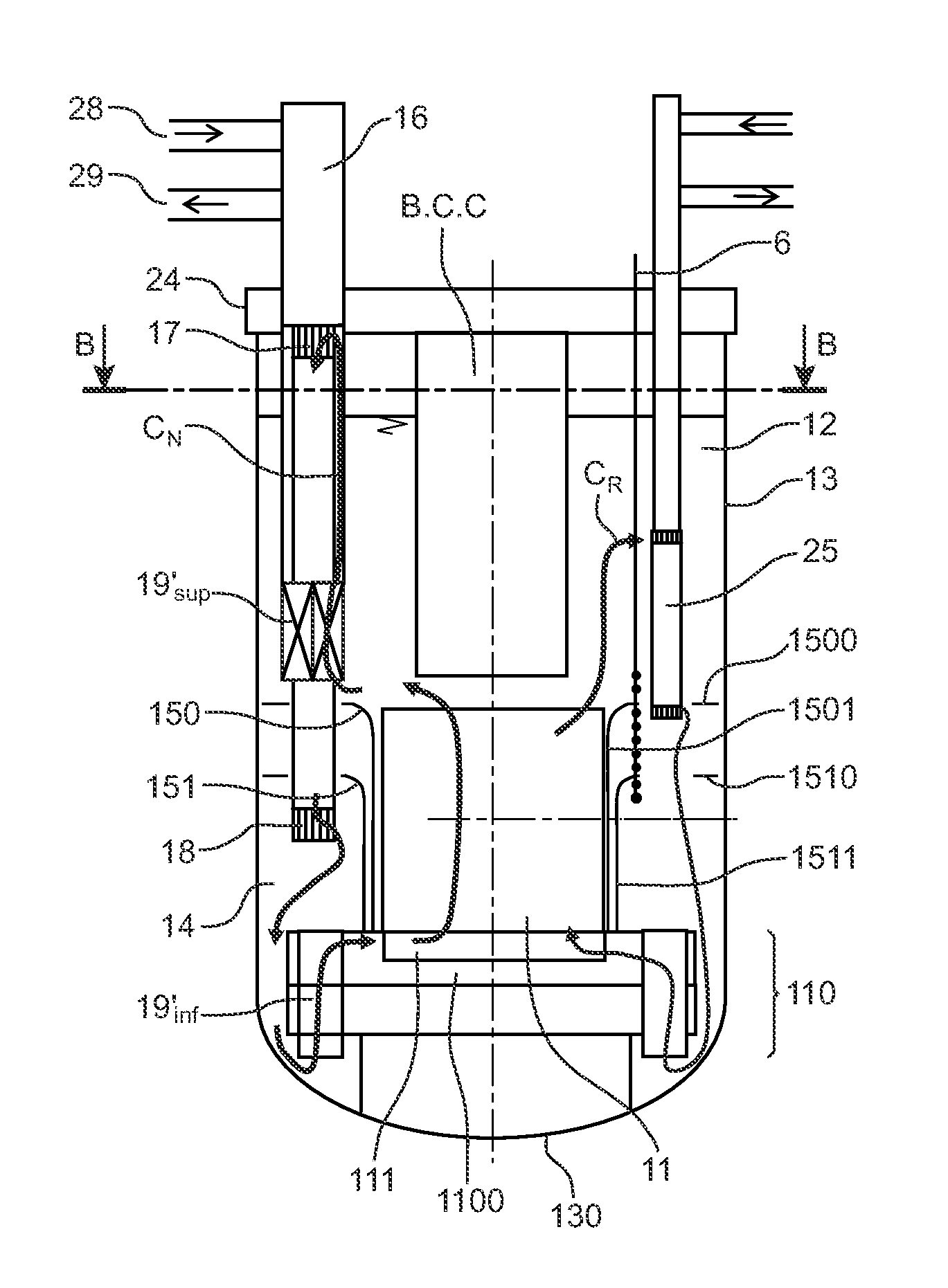 Sfr nuclear reactor of the integrated type with improved compactness and convection